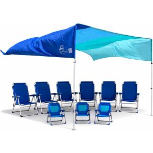 Beach Shade Canopy 14x14 ft Grande Wind-Propelled Beach Shade Sail, Large Beach Sun Shade for Beach, UPF 50+, Portable Beach Canopy, MillionShades