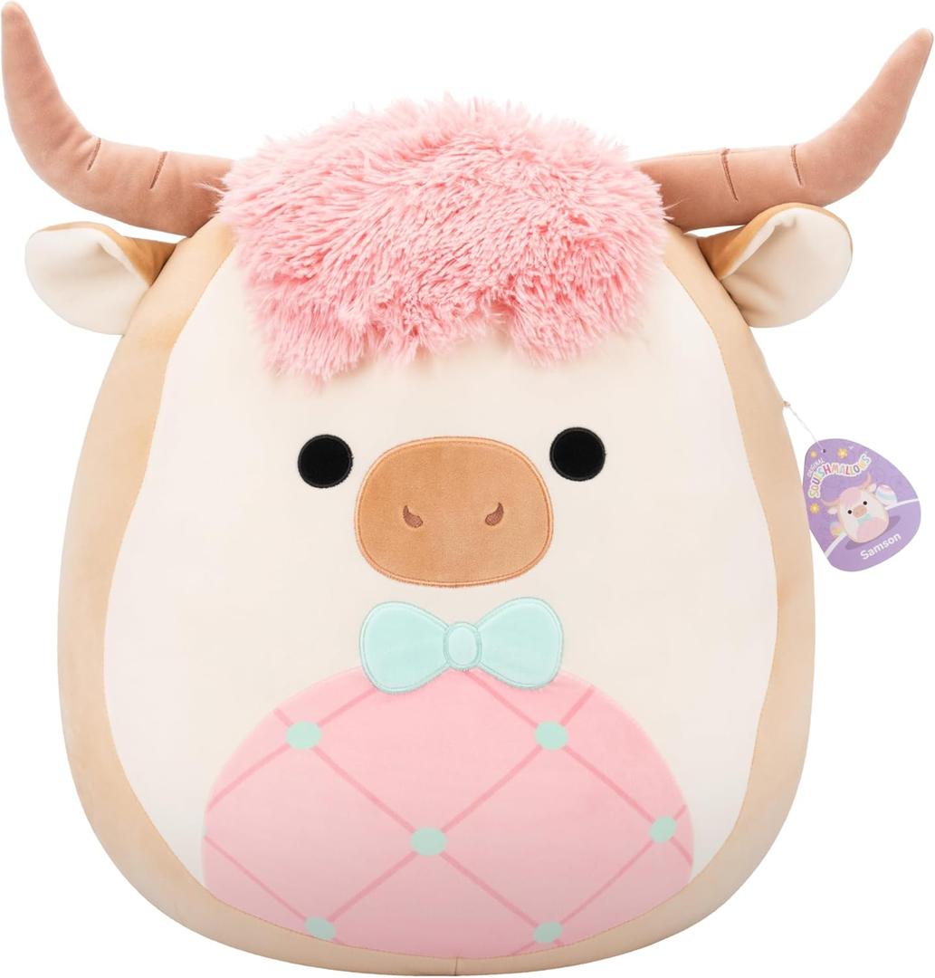 Squishmallows Original 20in Samson The Cookie Highland Cow with Bowtie Official Jazwares Easter Plush (Jumbo)