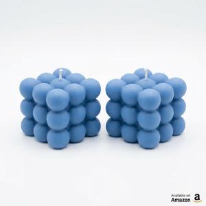 Handcrafted Pastel Blue Bubble Cube Candles – Aesthetic Soy Wax Decorative Candles Description