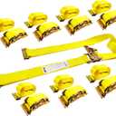 KJE 8 Pack E-Track Ratchet Straps, Heavy Duty 2" x20' Cargo Tie-Downs, 4500LBS Breaking Strength, Standard E Track Fitting Tie Down Ratcheting Strap for Cargo Vans, Trucks, Trailers