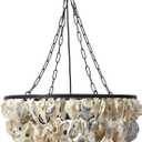 Creative Co-Op Round Oyster Shell Chandelier with 2 Lights