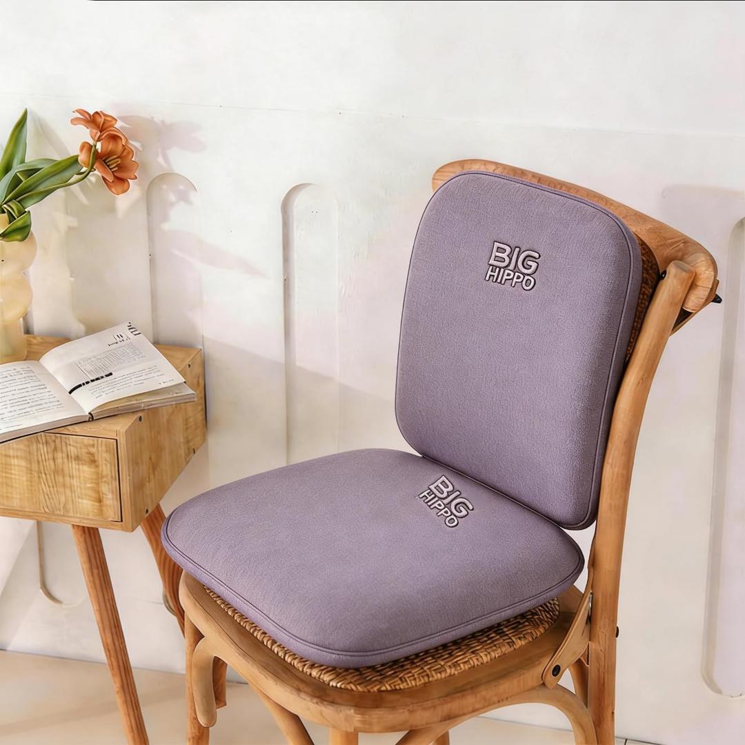 Big Hippo Ergonomic Lumbar Support & Memory Foam Seat Cushion Set - Sciatica & Tailbone Pain Relief for 8+ Hours Sitting - Non-Slip Desk Chair Pad for Office, Car & Wooden Dining Chairs (Gray)