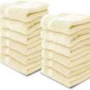 White Classic Luxury Cotton Washcloths 13x13 Inch - 650 GSM Turkish Cotton| Hotel, Spa, Bathroom Face Towel 1Pack, Beige