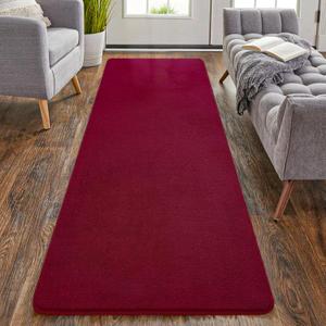 HOMORE 2x4 Runner Rug, Burgundy Rugs for Bedroom Living Room, Thickened Memory Foam Rug for Bedside, Non Slip Washable Rugs for Kitchen Entrance Dorm Nursery Room Home Office