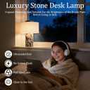 Cordless Marble Table Lamp with USB Port Rechargeable Battery Operated,Bedroom Nightstand Stone Base Touch Dimmable Night Light End Linen Lamp Shades for Side Contemporary Coastal Living Room