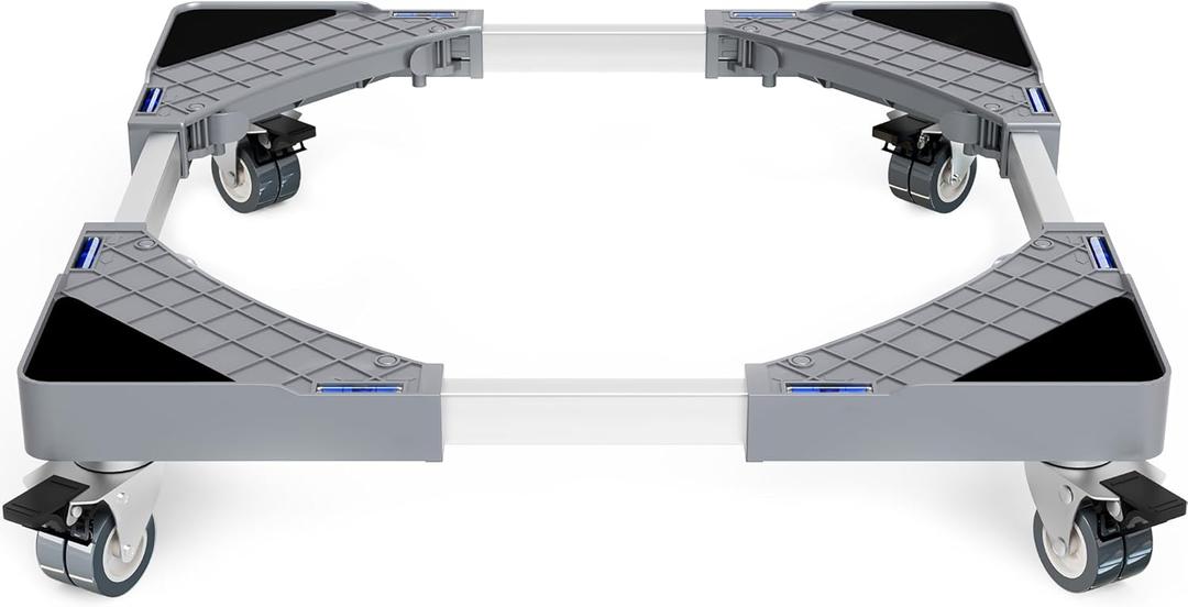 CasaCulina Appliance Dolly Cart, Mini Fridge Stand Furniture Dolly with 4 Twin Locking Wheels, Adjustable Furniture Mover Mobile Roller Base for Washing Machine, Dryer, Refrigerator, Laundry Pedestal