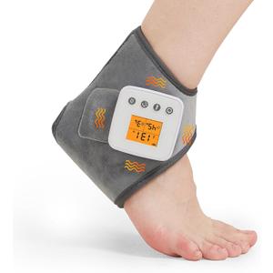 Cordless Ankle Heating Pad with Foot Massager for Pain Relief, Vibration Feet Warmers for Achilles Tendinitis and Plantar Fasciitis, Heated Ankle Wrap, 3 Vibration Mode, 3 Heat Level, Auto Shut Off (Gray(For Ankle Pain with Vibration))