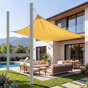 Shade Sail Poles, 12Ft Sun Shade Sail Poles with Spiral Drill Bit, 2.36" Diameter Heavy Duty Shade Sail Post with D-Clamp for Garden Yard Backyard