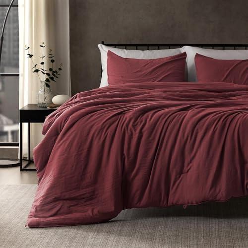 SLEEP ZONE King Size Comforter Set, Fluffy Lightweight and Breathable Bedding Set with 1 Comforter and 2 Pillow Shams, Burgundy