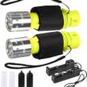 Diving Flashlight with Rechargeable Power Scuba Dive Light IPX8 Waterproof Underwater Flashlight Snorkeling Diving LED High Lumens Torch, 3 Modes with Charger for Underwater Sports (2Pack)
