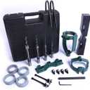 Mortising Attachment for Drill Press, 4 Model Drills Square Hole Chisel Set, Mortise and Tenon Tools, Drill Press Mortising Attachment Kit, Woodworking Mortise Bench Drill Locator Set (Green)