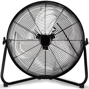 Uthfy 20 Inch High Velocity Heavy Duty Fan, Metal Industrial Floor Fan with Wall-Mounting System, 3 Speed Garage Cooling Fans with 360 Adjustbale Tilting for Warehouse,Workshop and Factory, Black