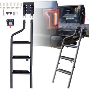 Aluminum Alloy Foldable Pickup Truck Tailgate Ladder, Heavy Duty 45" Folding Tailgate Step Ladder with Lock Device for Pickup Truck Universal Accessories Easy Install