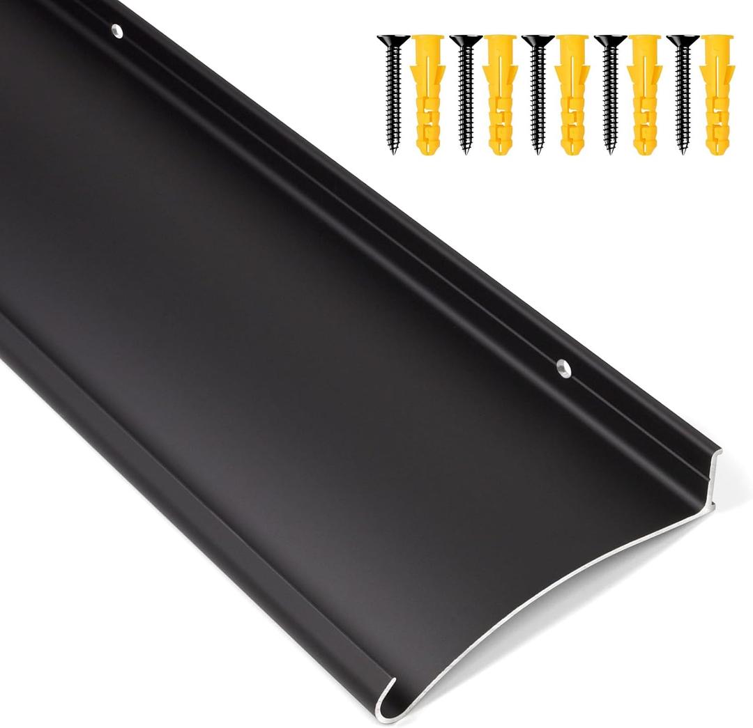 Heavy-Duty Aluminum Door Rain Drip Guard, 4 Extra-Wide and Thickened Window Door Rain Deflector, Size 40 Length, 4 Wide, 0.8 Height (Black)