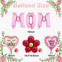 Mothers Day Balloons 16 Inch Pink MOM Letter Balloons Flower Balloons Heart Balloons Mother's Day Foil Balloons for Mothers Day Decorations