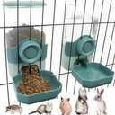 Automatic Gravity Pet Feeder Water Dispenser with Adjustable Hanging Hook - Large Capacity for Small/Medium Animals (Guinea Pigs, Cats, Rabbits, Hedgehogs, Ferrets) (Blue) (35oz)