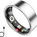 Smart Ring Health Tracker, Smart Ring for Women & Men, Health Ring with Heart Rate, Blood Oxygen, and Sleep Monitoring, Waterproof Fitness Ring with Long Battery Life (Silver, 8)