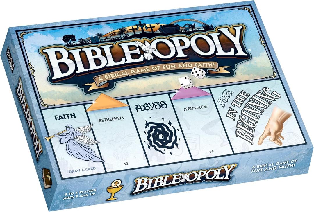 Late for The Sky Bibleopoly Family Board Game Faith-Based Cooperative Christian Play for 26 Players, Ages 8+, Bible History, Build a Church for Sunday School