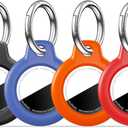 MOLOSLEEVE [4 Pack Case for AirTag 2nd Gen (2026) & 1st Gen, Holder Anti-Scratch Protective Cover for Air Tags, Men's Women's Keyrings & Keychains for Keys, Luggage, Black/Blue/Orange/Red
