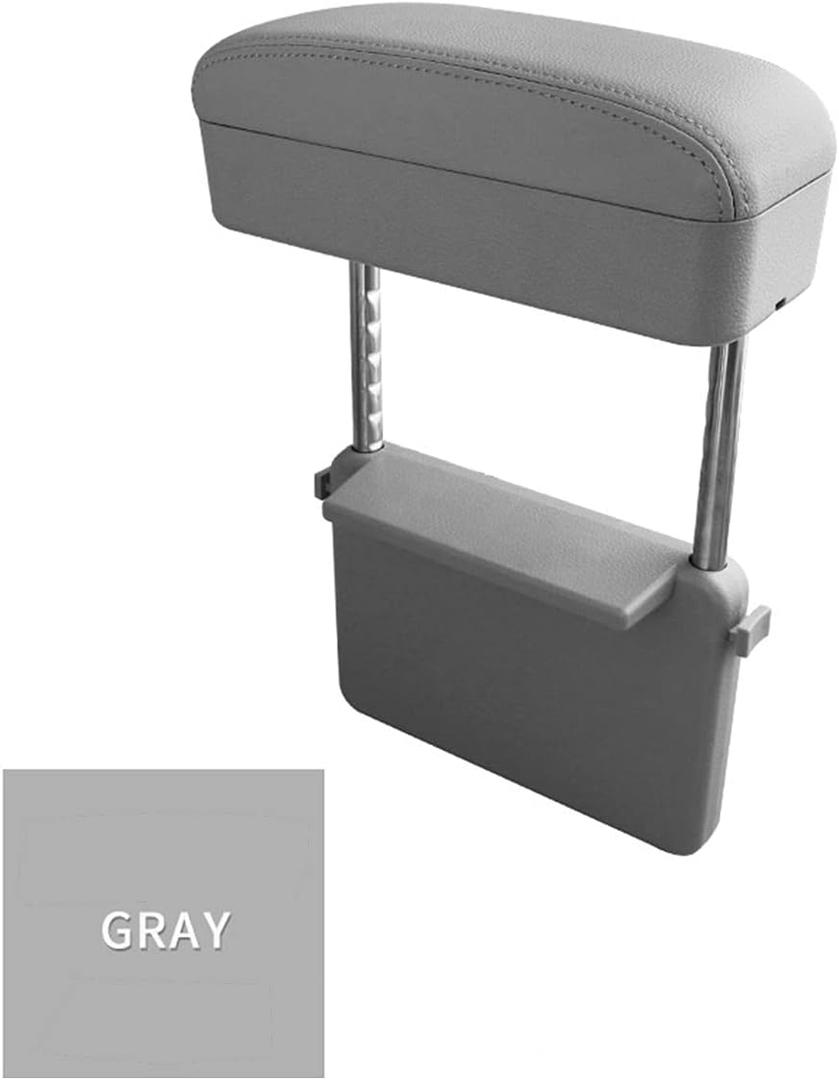 Car Console Armrest Box Arm Rest Height Adjustable Comfort Elbow Pad Universal (Grey) (Gray)