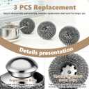 Steel Wool Scrubber, 4-Pack Stainless Steel Scrubber Pads with Handle - The Ultimate Scouring Solution for Rust, Stubborn Messes on Cookware, Grill, Oven & Kitchen Sinks