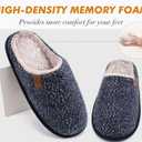 COFACE Womens Cozy Memory Foam Scuff Slippers Ladies Fuzzy Warm Slip On House Shoes With Arch Support, Indoor Outdoor Rubber Sole, Twill Blue Size 6M/7W (Black)