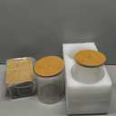 2+1 Pack Glass Laundry Pods Container & Acrylic Dryer Sheet Holder, Clear Laundry Room Organization Containers with Bamboo Lids & Labels, Powder Laundry Detergent Container for Scent Booster, Powder