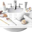 Maplefield Bathroom Sink Cover & Silicone Makeup Mat - White, 22 x 2 x 2 In - Heat Resistant to 400F - Foldable Roll-Up Design with Raised Ridges - Space-Saving Countertop Mat (Large)