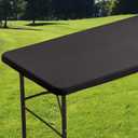 Rectangle Spandex 5 FT Fitted Tablecloth, Elastic Folding Picnic Table Cloth, Stretchy Patio Table Cover, Wipeable Tablecloths for Camping Outdoor Party Banquet 30X60 Inches Black