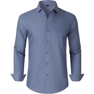Mens Grade 3.5 Wrinkle-Resistant Dress Shirts Men's Long Sleeve Button Down Work Shirt for Men S