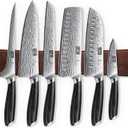 HOSHANHO 7 Pieces Knife Set with Magnetic Knife Holder, Ultra Sharp Powder Steel Kitchen Knives Set, Professional Chef Knife Sets with Ergonomic Pakkawood Handle