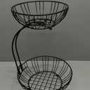 RICCLE Fruit Basket For Kitchen Counter - Fruit Basket With Banana Hanger - Double Layer Metal Wire Fruit Bowl For Countertop - Fruit Holder For Produce, Vegetables