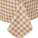 Heavy Duty Vinyl Tablecloth with Flannel Backing Waterproof Oil-Proof Plastic Table Cloth Stain-Resistant Wipeable Rectangle or Square Table Cover for Indoor and Outdoor (Khaki Checkered, 54x54 Inch) (54" x 54" (Square))