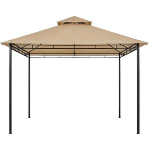 Yaheetech Gazebo for Patios - 11x11ft Outdoor Powder-Coated Steel Frame Gazebo, Double Roofs Grill Shelters BBQ Pavilion for Lawn/Backyard/Garden/Deck, Khaki