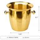 Ice Bucket, Large Ice Bucket for Parties, 5L Portable Stainless Steel Wine Buckets with Handle for Champagne, Beer, Cocktails, Indoor, Outdoor, Camping, Picnic(Gold)