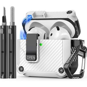 Inesore Compatible with AirPods 4th Generation Case,with Cleaner kit,Automatic Snap Switch Secure for New Airpods 4 Charging Cover [with Active Noise Cancellation] (2024)