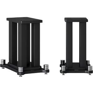 A Pair of Universal Speaker Stands, Heavy Duty Speaker Stands Holds Bookshelf Speaker Satellite Speaker Large Speaker, Vibration-Absorbing MDF Design, Holds 88lbs Speaker (Black, 30cm/11.8in)