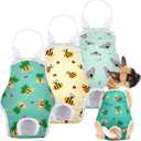 Jollywoods 2 Pack Washable Female Dog Diaper Onesie Sanitary Pantie with Adjustable Suspender, Reusable Fixed Doggie Diapers, Super Absorbent Leakproof for Small Toy Dog in Heat Cycle S