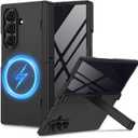 for Samsung Galaxy Z Fold 6 Case with Privacy Screen Protector, [Compatible with Magsafe] [Hidden Kickstand][Hinge Protection] Full Body Hard Shockproof Slim Phone Cover for Z Fold 6 - Black
