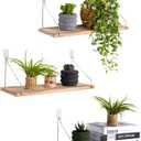 MITIME Floating Shelves Set of 3 Rustic Solid Wood Floating Shelf Wall Storage Shelves for Living Room, Bedroom, Bathroom, Kitchen Laundry, Office,no Drill Shelf(Light Color L+L+L)