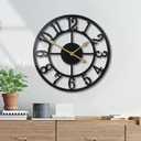 Wall Clock Battery Operated,Silent Non Ticking Modern Rustic Metal Small Clocks for Living Room/Bedroom/Office/Kitchen/Farmhouse Home Decor-12IN(Arabic Number-Black)