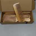 100% Bamboo Hair Brushes and Comb Set by Combetter, Comb for Women and Detangling, Great on All Hair, Eco-Friendly and Handmade for Women Men and Kids