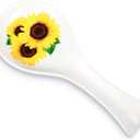 Sunflower Spoon Rest Holder for Stove Top Ceramic Yellow Utensil Spoon Holder Decoration Gift for Mother's Day Kitchen Sunflower Accessories Housewarming Gift, Funny Summer Decoration for Coffee Bar