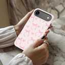 MERRO for iPhone Air Case - Wireless Charging Compatible - Dual-Layer Hard Shell & Silicone Cover - Protective Phone Case with Cute Wildflower Designs for iPhone 17 Air - Bow Heart Pinkie