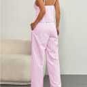 Floerns Women's 2 Piece Outfit Striped Tie Front Camisole Tops and Long Pants Set (Pink, S)