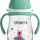 Oberni Tritan Sippy Cup, 270ml/9oz Baby Water Drinking Bottle with Removable Handle and Strap, Leak-Proof Training Cup for 12M+/1 Years+ Toddlers, Green/Pack of 1