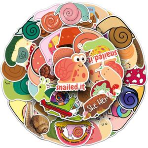 2 x Snail Stickers 50Pcs Snail Waterproof Vinyl Decals for Children and Adolescents Party Supplies Water Bottles Bicycle Laptop Refrigerator Luggage Computer Mobile Phone Skateboard Bike (Colourful-H3)