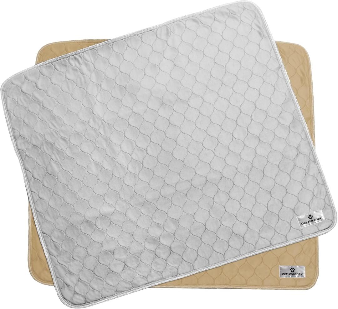 Pet Parents Pawtect Pads Washable Pee Pads for Dogs (2pack) of Premium Dog Pee Pads, Waterproof Puppy Pads & Reusable Dog Pads, Whelping Pads & Modern Pee Pads for Dogs (Tan/Grey, 34x36)