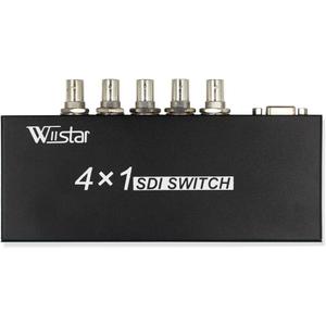 Wiistar 4x1 SDI Switcher with ReClock Technology, Supports SD, HD, 3G SDI up to 1320 Ft (4 Inputs, 1 Output)