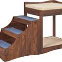 unipaws Pet Bunk Bed with Removable Step for Dogs and Cats, Multi-Level Bed Window Perch Seat Platform with Cushion and Cat Scratch Pad, Indoor Use
